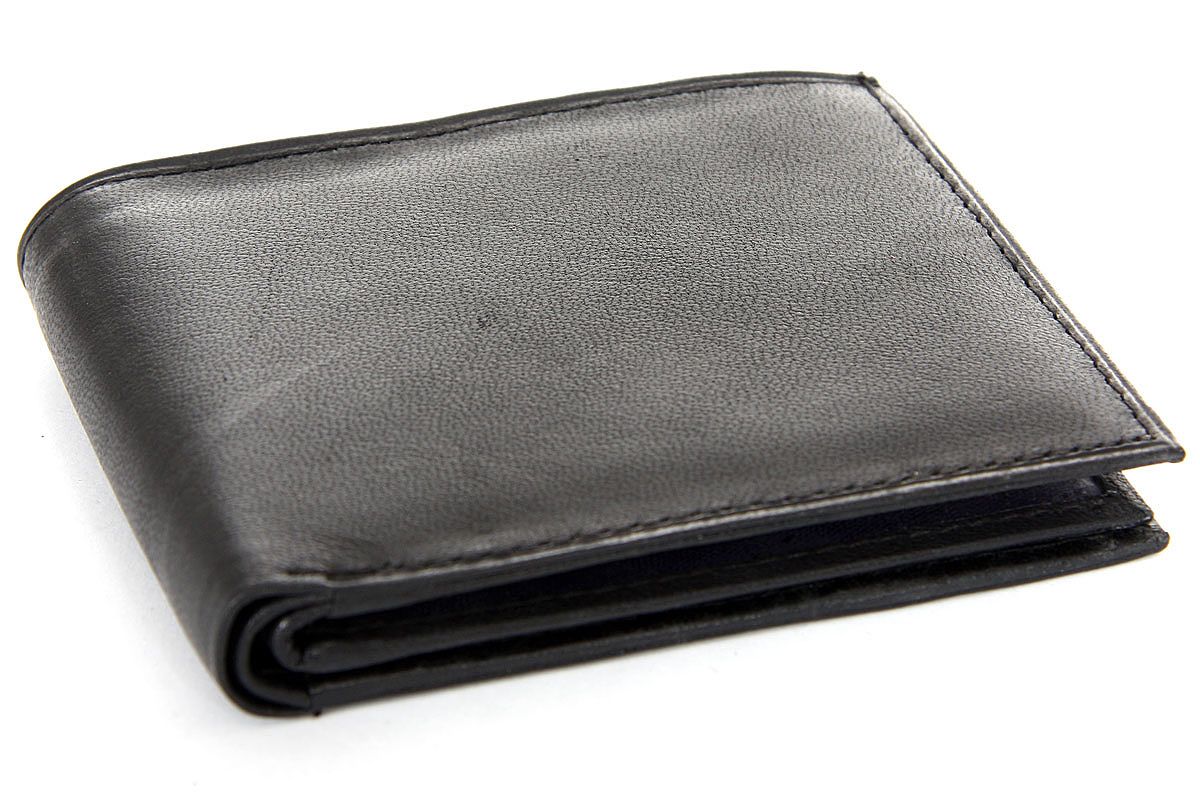 Men's Leather BiFold Wallet 9 Credit Card Slots in Black 3.5 x 4.5 ...
