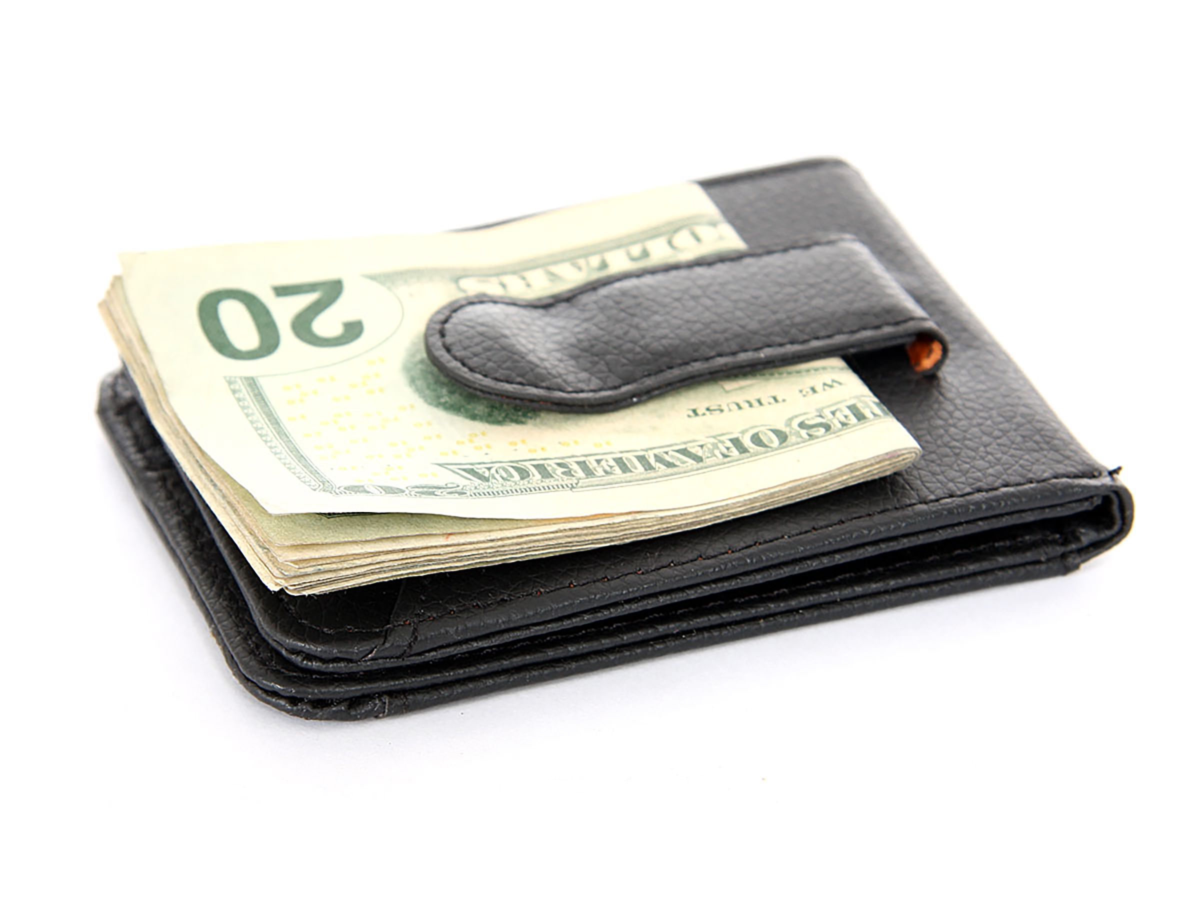 Men's Leather Money Clip Slim Design Credit Card Id Holder ...